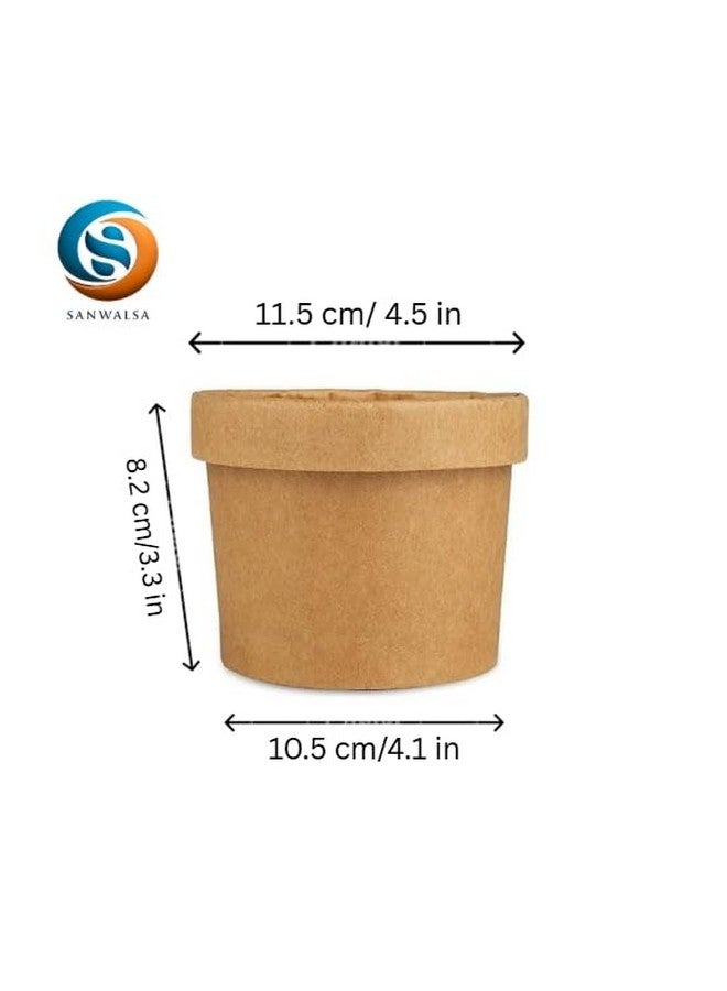 SANWALSA [500 ml, 15 Count, Brown Disposable Kraft Paper Container with Lid | Eco-Friendly Bowl/Tub for Picnic, Travel, Food Truck | Ideal for Both Hot & Cold Food - Image 2