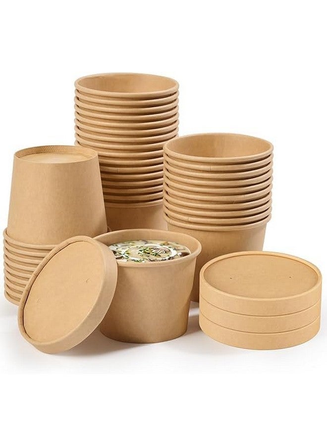 SANWALSA [500 ml, 15 Count, Brown Disposable Kraft Paper Container with Lid | Eco-Friendly Bowl/Tub for Picnic, Travel, Food Truck | Ideal for Both Hot & Cold Food - Image 1