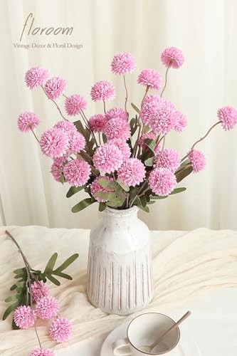 Floroom 5pcs Fuchsia Pink Faux Silk Mums Artificial Flowers Bulk Fake Small Mini Chrysanthemums with Stems for DIY Wedding Centerpieces Floral Arrangements Vase Fillers Home Decorations - Image 3