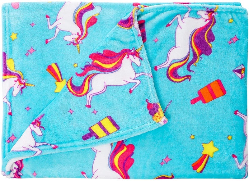 GirlZone Girls Plush Throw Blanket with Mermaid & Unicorn Print - Small Single, 46 x 67 in, Blue - Heavyweight Plush Fleece Throw & Fuzzy Blanket for Tween Ages 7+ - Machine Washable - Image 4