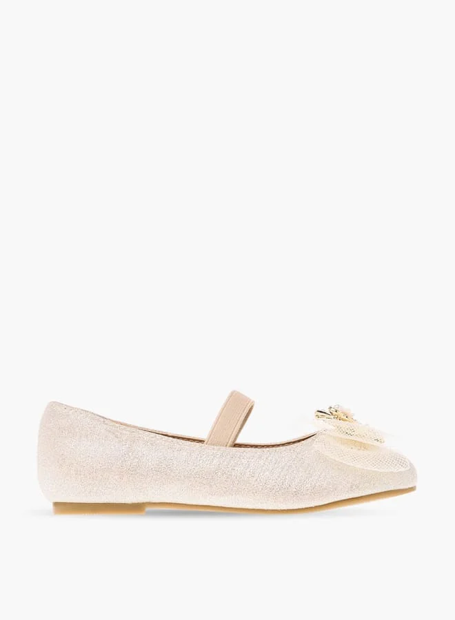 جونيورز حذاء باليرينا بناتي مزين بفراشة مع حزام مطاطي