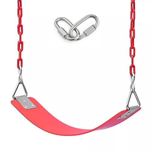 REZNOR Heavy Duty Flexible Swing Seat with Metal Triangle Ring, 2 Meter Anti-Rust Chain Set for Kids & Adults, Playground, Jungle & Gym, Red - Image 1