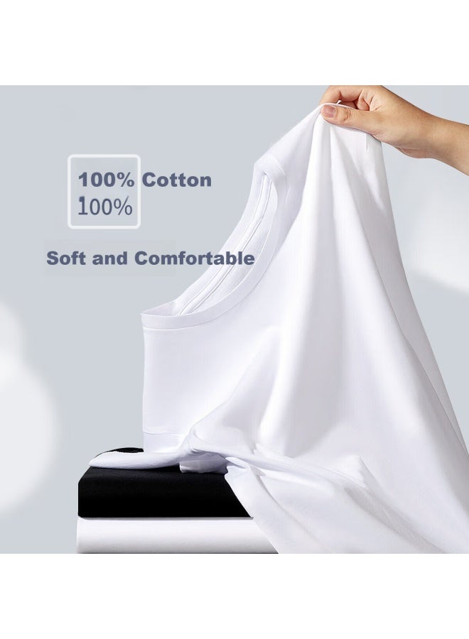 Your Sun Comfortable And Cool 100% Cotton Men's T-shirt Men's Ribbed Base Sweatshirt Loose Casual Sports Round Neck Short Sleeve Two-pack - Image 2