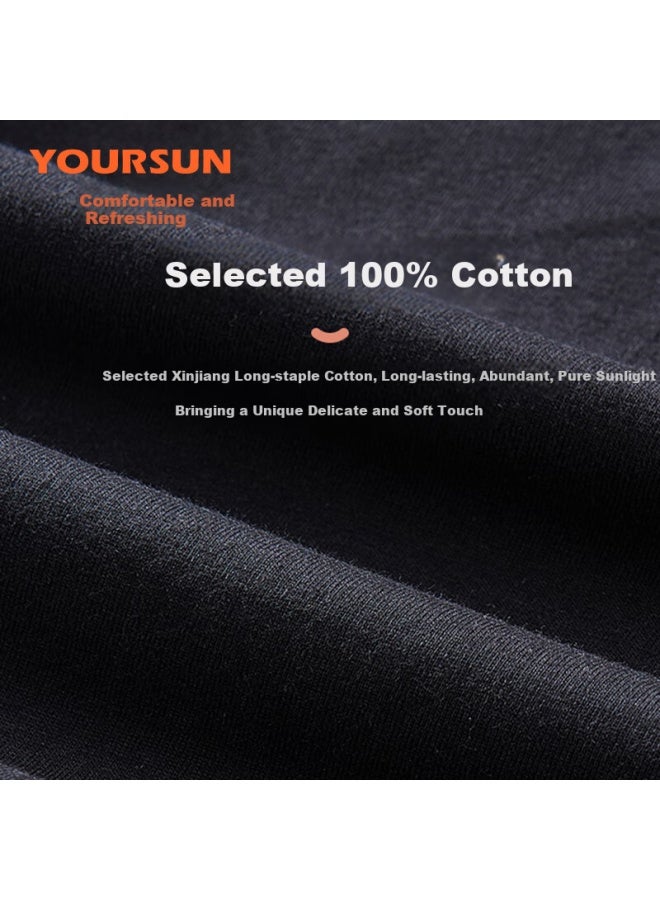 Your Sun Comfortable And Cool 100% Cotton Men's T-shirt Men's Ribbed Base Sweatshirt Loose Casual Sports Round Neck Short Sleeve Two-pack - Image 5