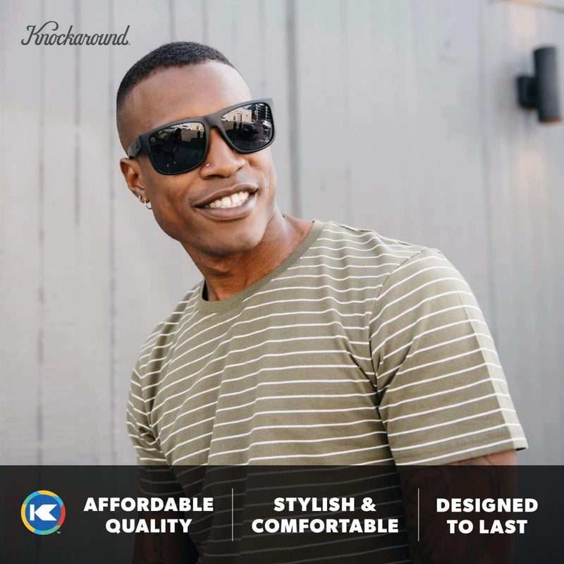 Knockaround Torrey Pines Polarized Sunglasses for Men & Women - Impact Resistant Lenses & Full UV400 Protection, Matte Black Frames/Black Lenses - Image 5