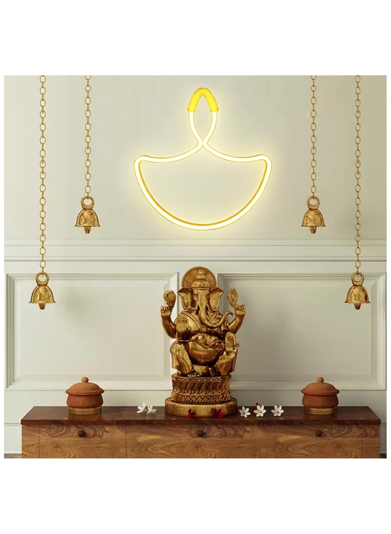 Diya Light - 30 cm | LED  | Indoor Outdoor Light Decoration for Home | Living Room, Hall, Patio, Balcony Décor | Warm White Lights for Diwali, Dushehra | Type C Plug (EU) - Image 3