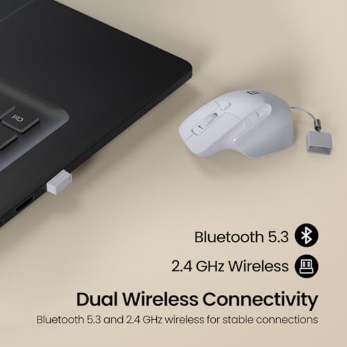 Portronics Toad Mino Rechargeable Bluetooth Mouse with Small Compact Size, Dual Wireless (Bluetooth + 2.4 GHz), Multi-Device Pair, Adjustable Sensitivity, for Laptop, PC, Tablet, Smartphone (White) - Image 4