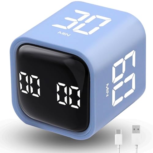 LUCKY TIME Productivity Timer Flip Gravity Sensor Cube Timer Countdown & Countup,Mute & Vibrate & Sound，5/10/30/60min & Custom Timing, Perfect for ADHD,Work,Learning,Kitchen Cooking (1Blue) - Image 1
