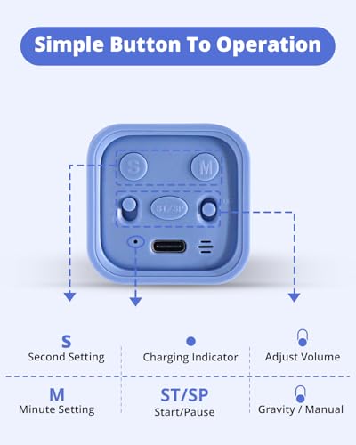 LUCKY TIME Productivity Timer Flip Gravity Sensor Cube Timer Countdown & Countup,Mute & Vibrate & Sound，5/10/30/60min & Custom Timing, Perfect for ADHD,Work,Learning,Kitchen Cooking (1Blue) - Image 4