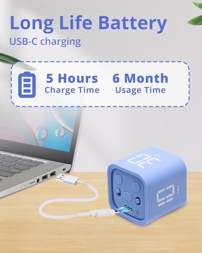 LUCKY TIME Productivity Timer Flip Gravity Sensor Cube Timer Countdown & Countup,Mute & Vibrate & Sound，5/10/30/60min & Custom Timing, Perfect for ADHD,Work,Learning,Kitchen Cooking (1Blue) - Image 5