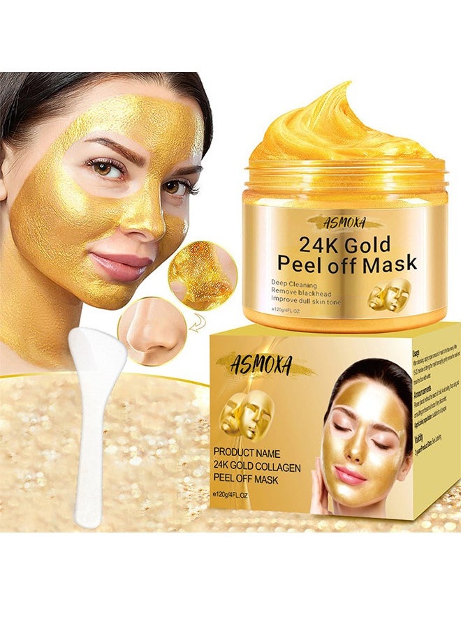 ASMOXA 24K Gold Peel Off Mask ,Face Mask Gold Foil Wrapping-120g  - Image 1