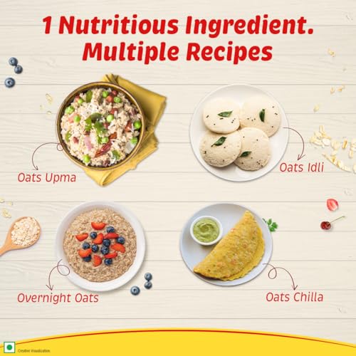 Saffola Rolled Oats | 1kg Jar | Soft & Creamy | Power of Protein, Iron & Fibre, Nutritious grain | No added sugar & Preservatives | Helps manage weight | Aids Digestion - Image 3