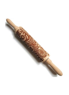 Hand Made Dough Sheeter Made Of Carved Wood Natural Wooden Rolling Pin with Natural Patterns Imprint Roller with Embossed Decorations for Biscuits