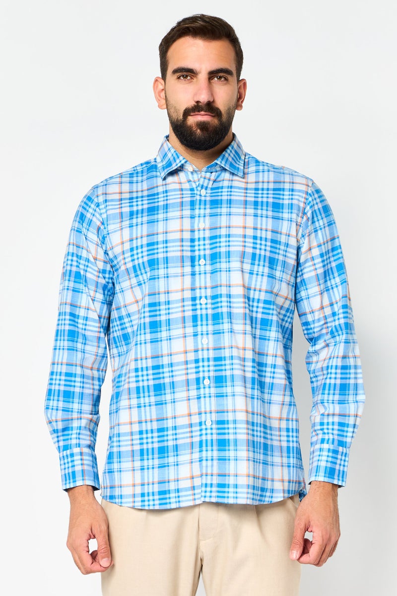 Thomas Pink Men Classic Fit Plaid Long Sleeve Dress Shirt, Multicolor - Image 1