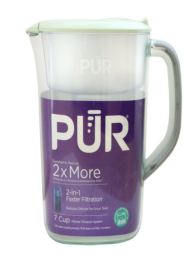 PUR 7-Cup Water Filter Pitcher with 1 Genuine PUR Filter, 2-in-1 Powerful, Faster Filtration, Lasts 2 Months or 40 Gallons, Dishwasher Safe, Lime (PPT700LA) - Image 1