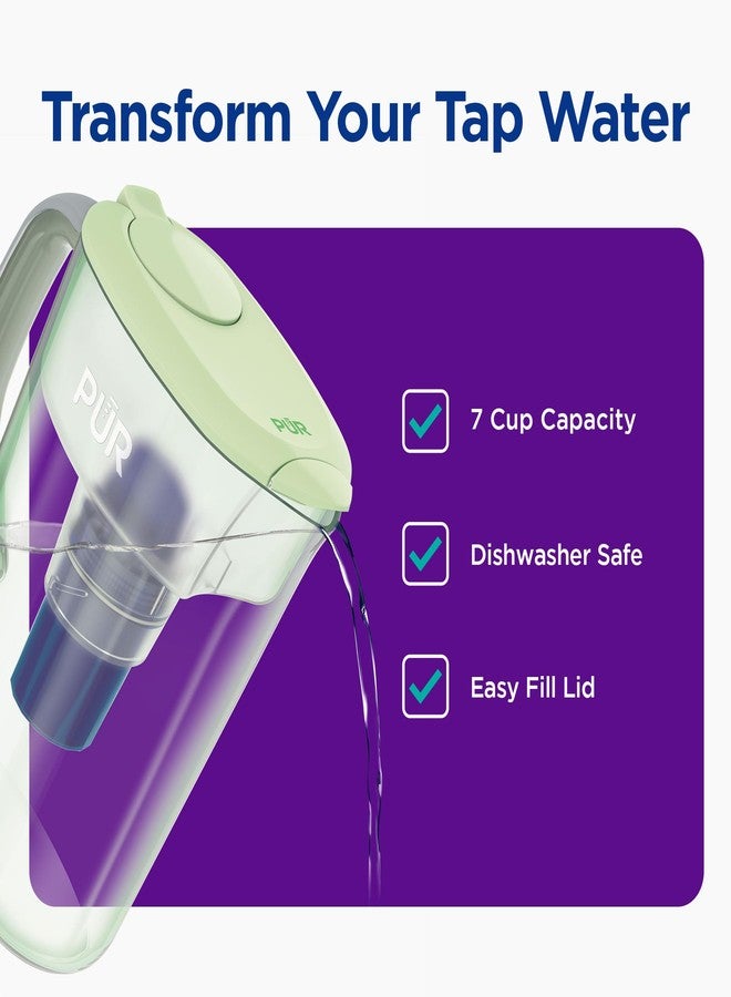 PUR 7-Cup Water Filter Pitcher with 1 Genuine PUR Filter, 2-in-1 Powerful, Faster Filtration, Lasts 2 Months or 40 Gallons, Dishwasher Safe, Lime (PPT700LA) - Image 2