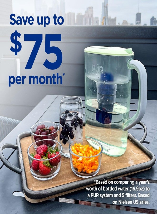 PUR 7-Cup Water Filter Pitcher with 1 Genuine PUR Filter, 2-in-1 Powerful, Faster Filtration, Lasts 2 Months or 40 Gallons, Dishwasher Safe, Lime (PPT700LA) - Image 3
