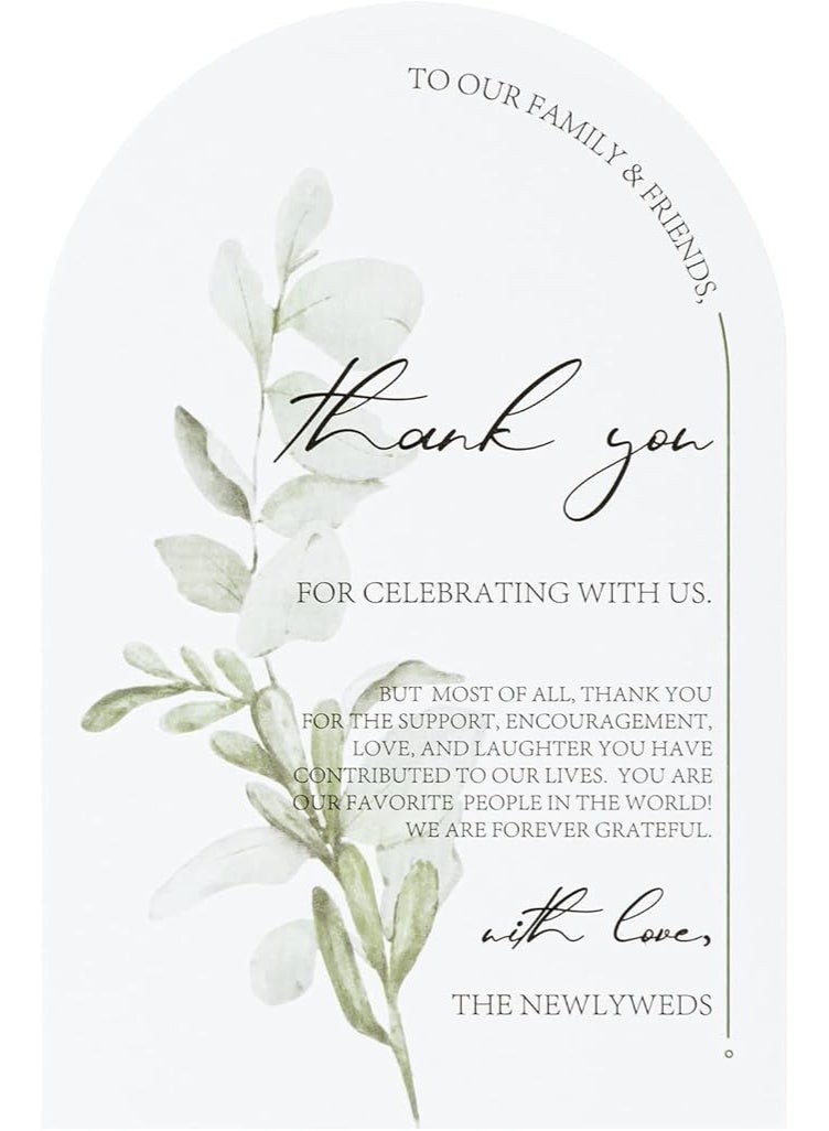 Crisky Arch Design Greenery Thank You Place Setting Cards, 50 Pcs, Chic and Elegant Wedding Table Centerpieces and Decorations, 4 x 6 inch - Image 1