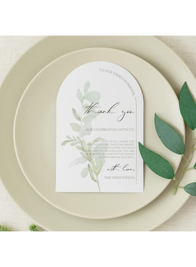 Crisky Arch Design Greenery Thank You Place Setting Cards, 50 Pcs, Chic and Elegant Wedding Table Centerpieces and Decorations, 4 x 6 inch - Image 2
