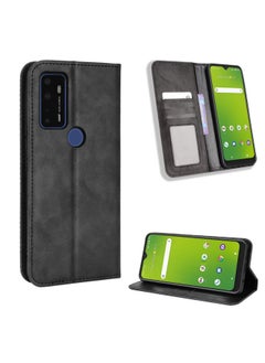 Case Cover For Cricket Dream 5G / AT&T Radiant Max 5 Magnetic Buckle Retro Texture Leather Phone Case Black