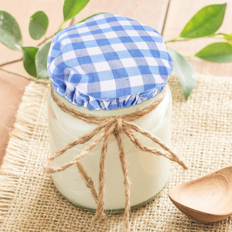 Global standard processed material SHOWERORO 5pcs Blue Checkered Cloth Jar Lids for Wide Mouth Glass Bottles, Reusable Sourdough Proofing Covers, Dustproof Fermentation Lid Set for Bread Baking and Kitchen Jars Longevity optimized build - Image 4