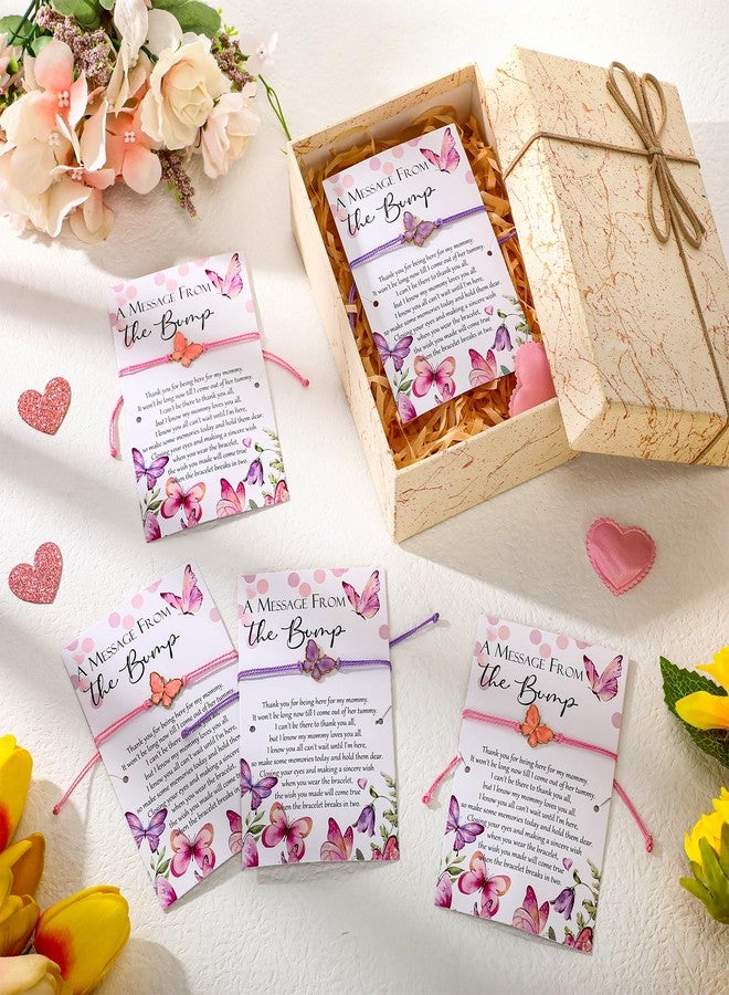 Ferreve 50 Sets Baby Shower Party Favors for Guests Butterfly Bracelets Adjustable Wish Bracelets with Butterfly Charm a Message from The Bump Card Baby Shower Return Gift for Gender Reveal Souvenir - Image 4