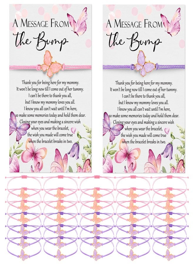 Ferreve 50 Sets Baby Shower Party Favors for Guests Butterfly Bracelets Adjustable Wish Bracelets with Butterfly Charm a Message from The Bump Card Baby Shower Return Gift for Gender Reveal Souvenir - Image 1