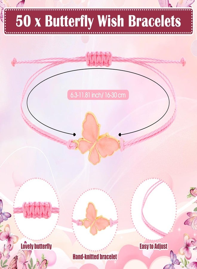 Ferreve 50 Sets Baby Shower Party Favors for Guests Butterfly Bracelets Adjustable Wish Bracelets with Butterfly Charm a Message from The Bump Card Baby Shower Return Gift for Gender Reveal Souvenir - Image 2
