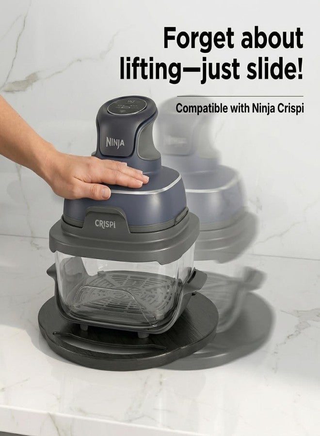 Ibyx Elegant Round Sliding Tray Compatible with Ninja Crispi Air Fryer and Instant Pot - Sturdy, Slides Easily from Under The Cabinet (Black, 13”) - Image 2