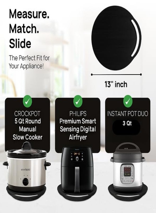Ibyx Elegant Round Sliding Tray Compatible with Ninja Crispi Air Fryer and Instant Pot - Sturdy, Slides Easily from Under The Cabinet (Black, 13”) - Image 5