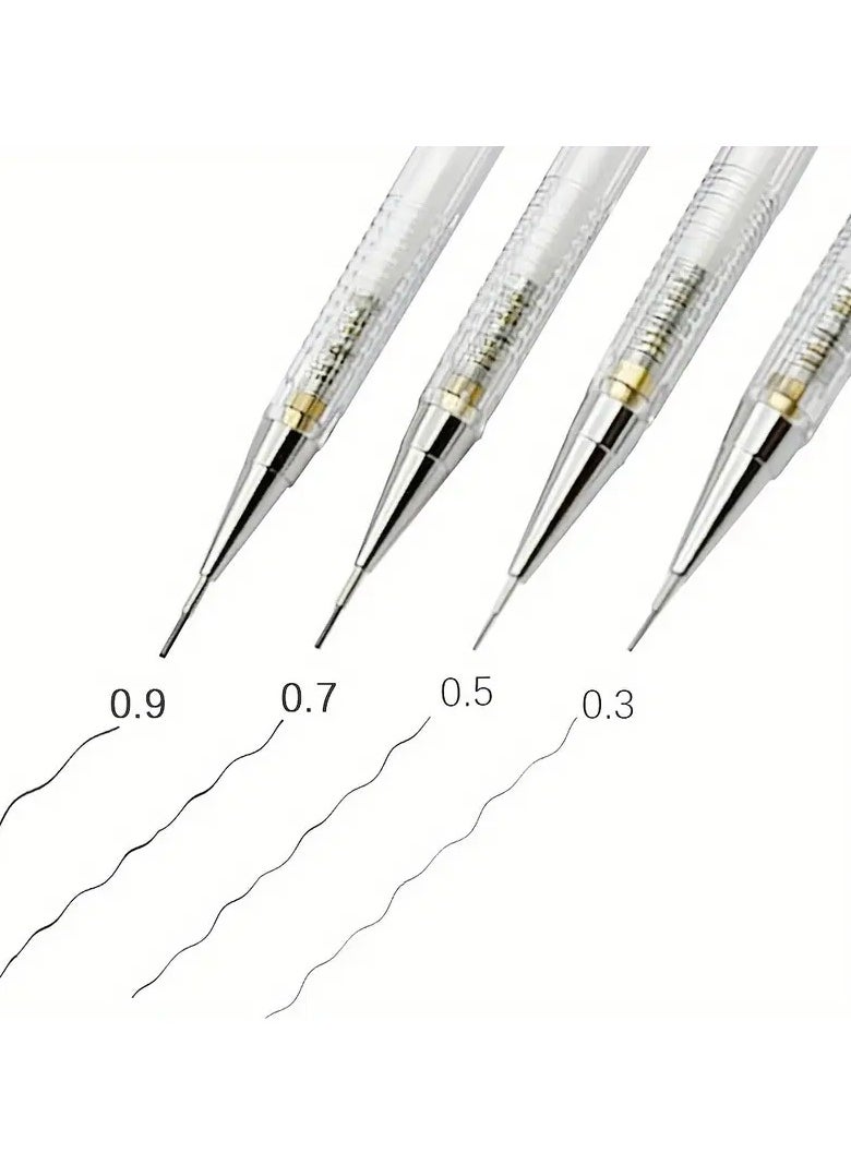 Generic 4-Pack Mechanical Pencils 0.7mm with Lead Refills, Art Sketching & Drawing Pens, No Feather, White Stationery Set  - Image 2