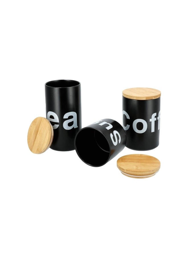 Dallaty 3 piece black porcelain canister set  - Image 4