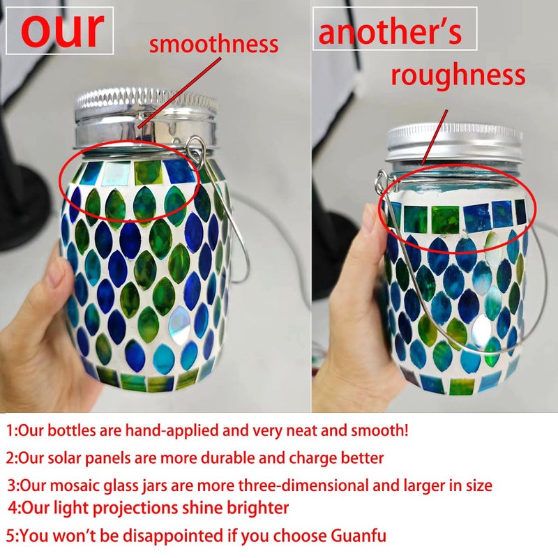GUANFU Mosaic Lights Solar Outdoor Hanging Lanterns, Garden Decor Christmas Gifts for Women Mom Grandma Halloween Decor Lights, Outdoor Waterproof Lights, Garden,Patio,Pathway & Yard DÃ©cor - Image 3