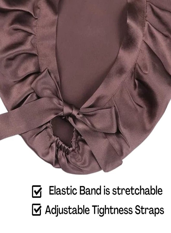 Atrube Silk Hair Bonnet With 3 Premium Silk Satin Scrunchies | Head Cap for Sleeping | Satin Bonnet for Curly Hair | Night Cap for Women - Standard Size (Brown) - Image 4