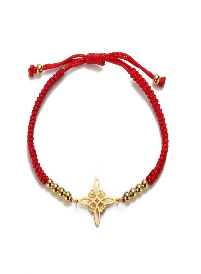 EUEAVAN Delicate Celtic Witch's Knot Bracelet Amulet Cutout Four Corners Charm Irish Wiccan Vintage Jewelry Gift Women (red) - Image 1