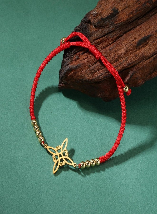 EUEAVAN Delicate Celtic Witch's Knot Bracelet Amulet Cutout Four Corners Charm Irish Wiccan Vintage Jewelry Gift Women (red) - Image 4