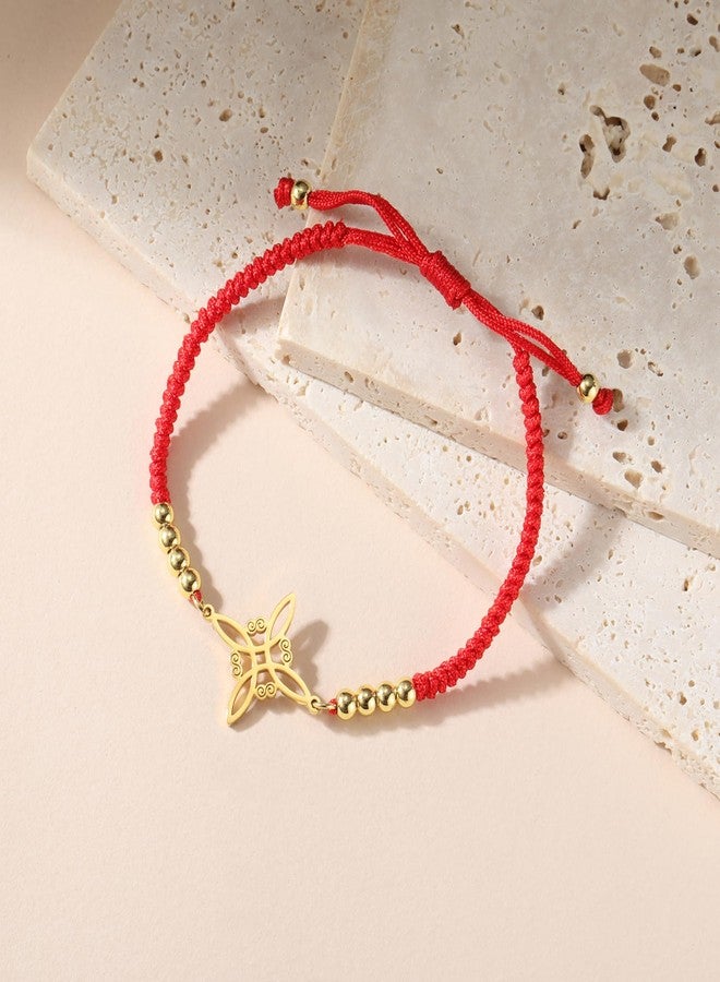 EUEAVAN Delicate Celtic Witch's Knot Bracelet Amulet Cutout Four Corners Charm Irish Wiccan Vintage Jewelry Gift Women (red) - Image 5