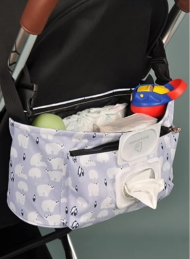 إيروريكس حقيبة تخزين متعددة الوظائف للأم والطفل مع حاملات أكواب ومنظم لعربة الأطفال وحفاضات الأطفال المقاومة للماء - Image 3
