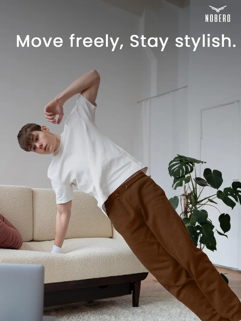 نوبيرو Brown Joggers for Men