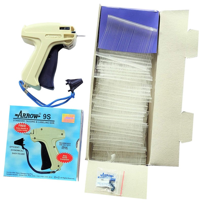 Jasol tag Gun Arrow 9S Machine + 5000pcs 65 MM TAG Clothing Garment Price Label Tag Gun Tagging Barbs Free with 1 niddles (Dark Cream) (Pack of 1) - Image 1