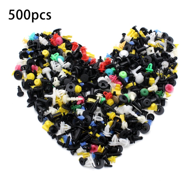 500Pcs Mixed Plastic Auto Car Fastener Clip Bumper Fender Trim Rivet Door Panel - Image 1