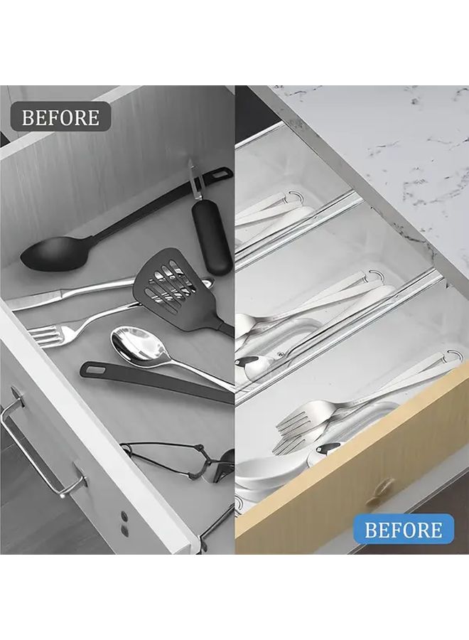 6 Pcs Transparent Plastic Vanity Drawer Organizer With Sliding Lid Heavy Duty Storage Boxes 9x3x2 Inch Space Saving Drawer Dividers For Kitchen Desk Home Storage - Image 4