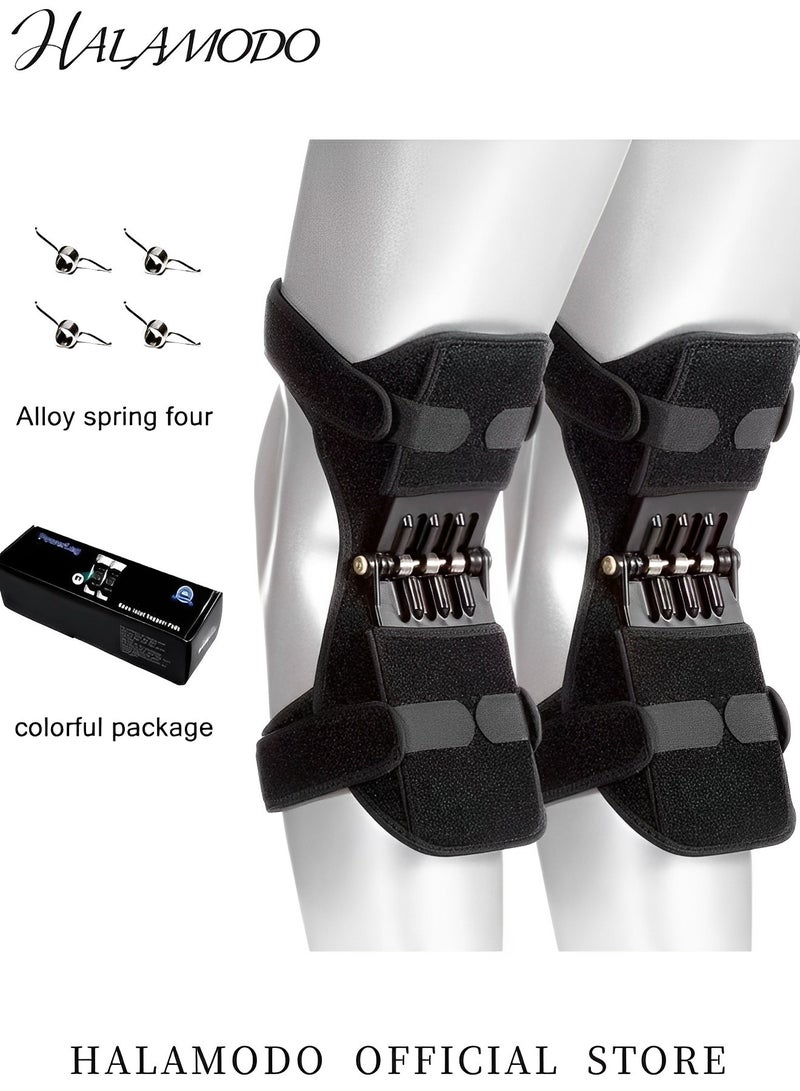 HALAMODO 2PCS Power Knee Stabilizer Pad Knee Booster with 3 Springs Knee Pad Patella Booster for Compression Pain Relief Knee Protection Booster Preventing Excessive Knee Flexion Osteoarthritis - Image 2