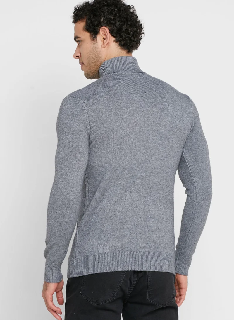 Robert Wood Cable High Neck Sweater