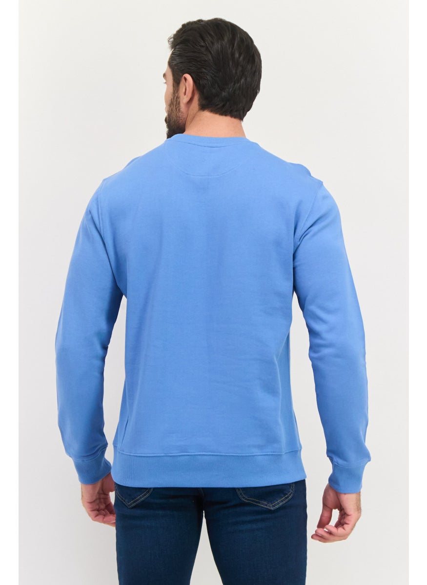 Sorbino Men Crew Neck Long Sleeve Textured Sweatshirt, Slate Blue  - Image 3
