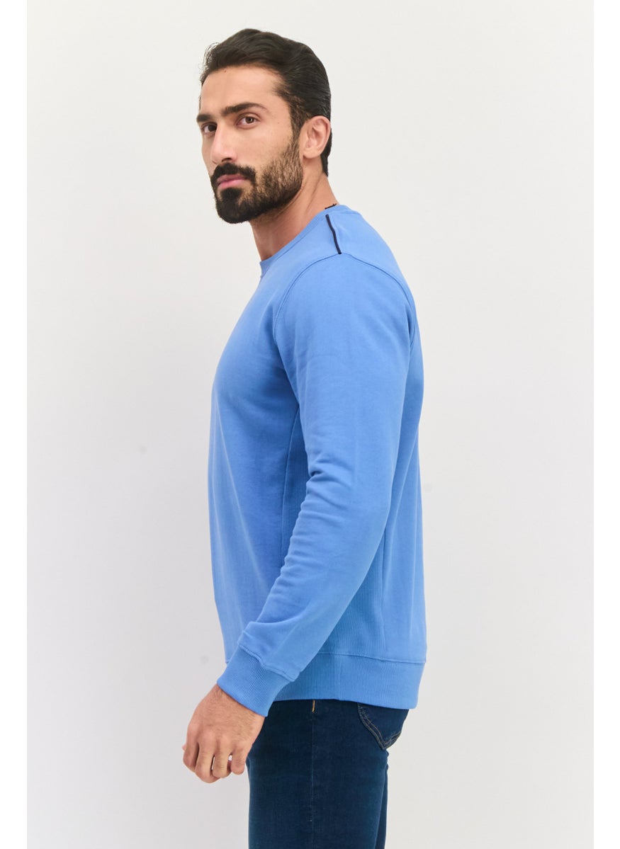 Sorbino Men Crew Neck Long Sleeve Textured Sweatshirt, Slate Blue  - Image 2