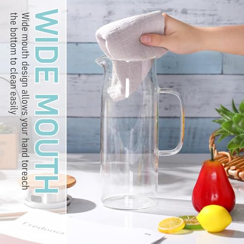 Wringo Premium Glass Water Jug - 1.2 LTR, Transparent, Hot Cold Water Glass Pitcher with Lid Water Jug, Iced Tea, Milk and Juice Beverage Carafe, Lemon Jug 1200ML (WQ-01) - Image 5