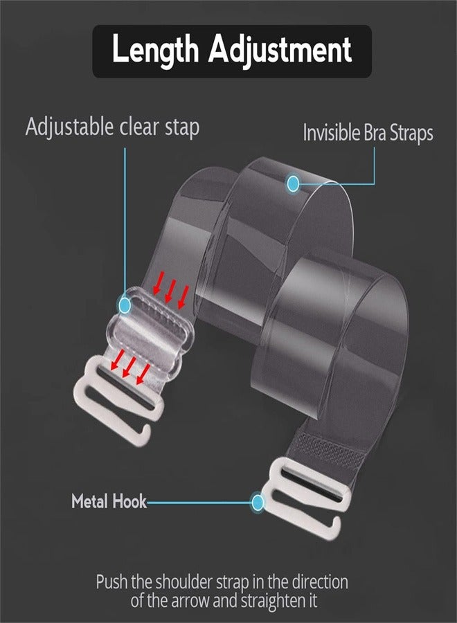 شرائط حمالة الصدر الصافية، 3 أزواج شرائط حمالة الصدر غير المرئية ناعمة شفافة قابلة للتعديل شرائط حمالة الصدر غير الانزلاقية قابلة للتعديل شرائط حمالة الصدر الصافية للنساء بدون حمالة الصدر - Image 4