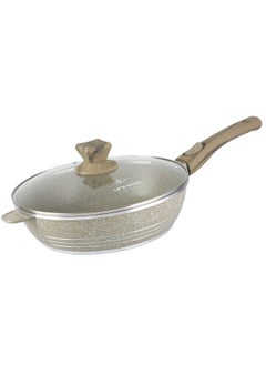 Life Smile 24/28cm Sizes Detachable Handle French Deep Frying Pan With Lid - Multi Layer Granite Coating Fry Pan - Heat-Resistant Handle Hanging Loop  - Image 1