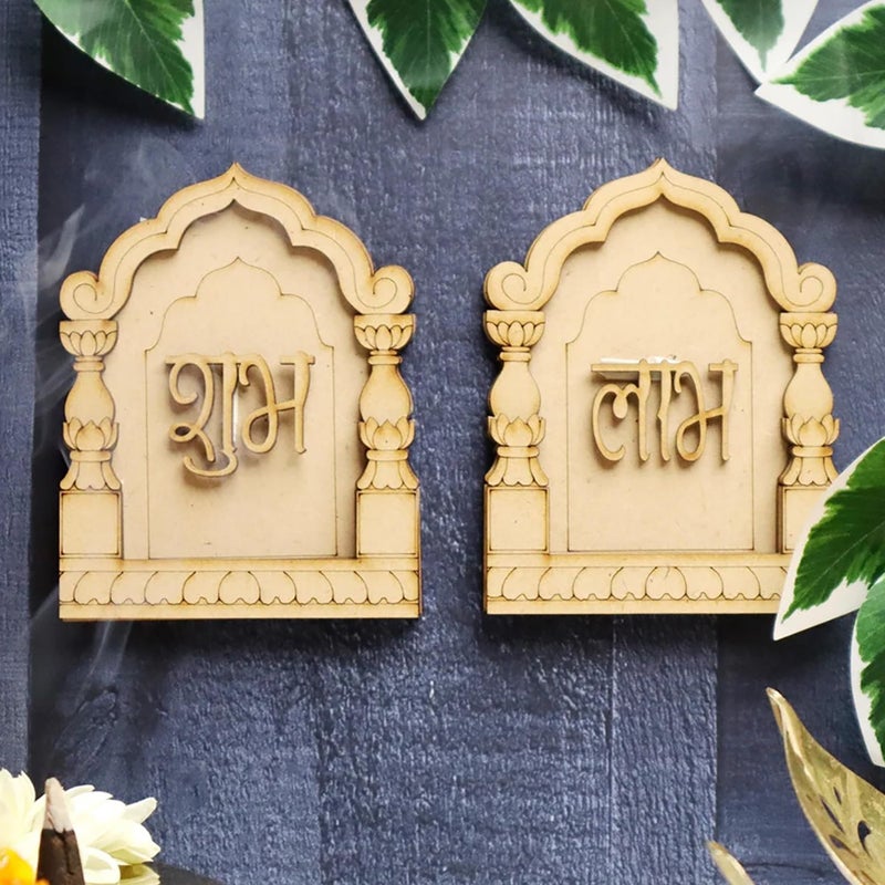 Cliths DIY Rajwadi Jharokha Shubh Labh Sohn Diwali Decor - Pair of 6, Unfinished Wooden Craft Kit, Traditional Indian Design, 4.75 x 3.75 Inches, Festive Home Decorations - Image 5